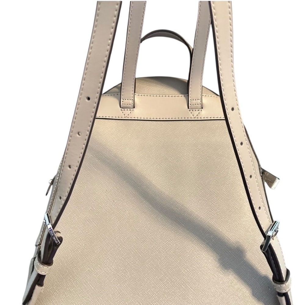 Michael Kors Rhea Backpack Pearl Grey Leather Medium MK Logo - Picture 9 of 16